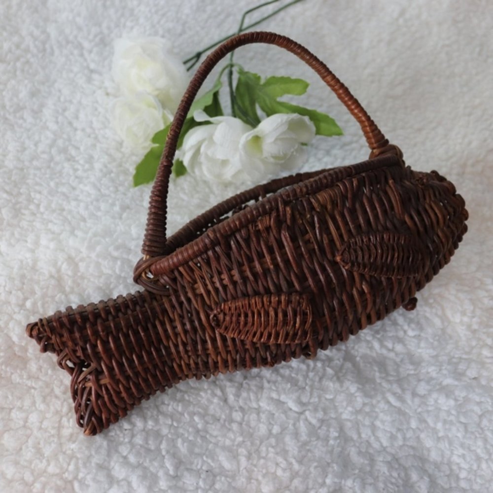 Brown Fish Wicker Basket